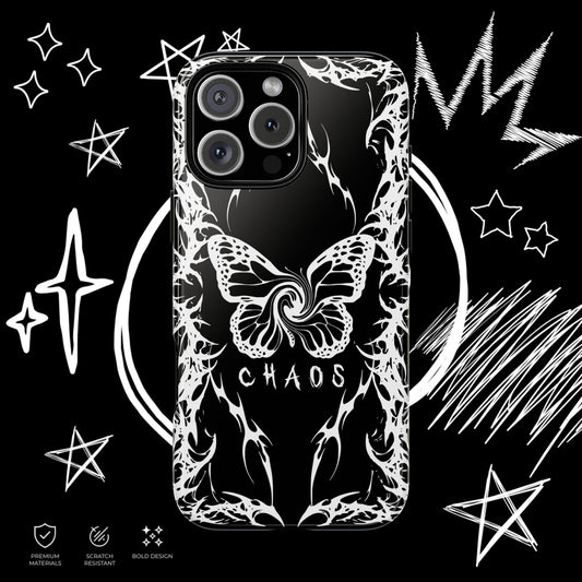 Chaos Butterfly Tough Phone Case – Gothic Tribal Alt & Metalcore Design
