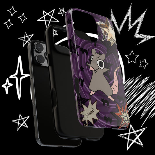 Karma Rat Tough Phone Case – Weirdcore Grunge Black Cat & Stars Design