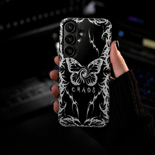 Chaos Butterfly Tough Phone Case – Gothic Tribal Alt & Metalcore Design