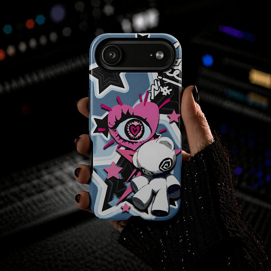 Kawaii Punk Tough Phone Case – Teddy Bear Y2K Pastel Alt Design